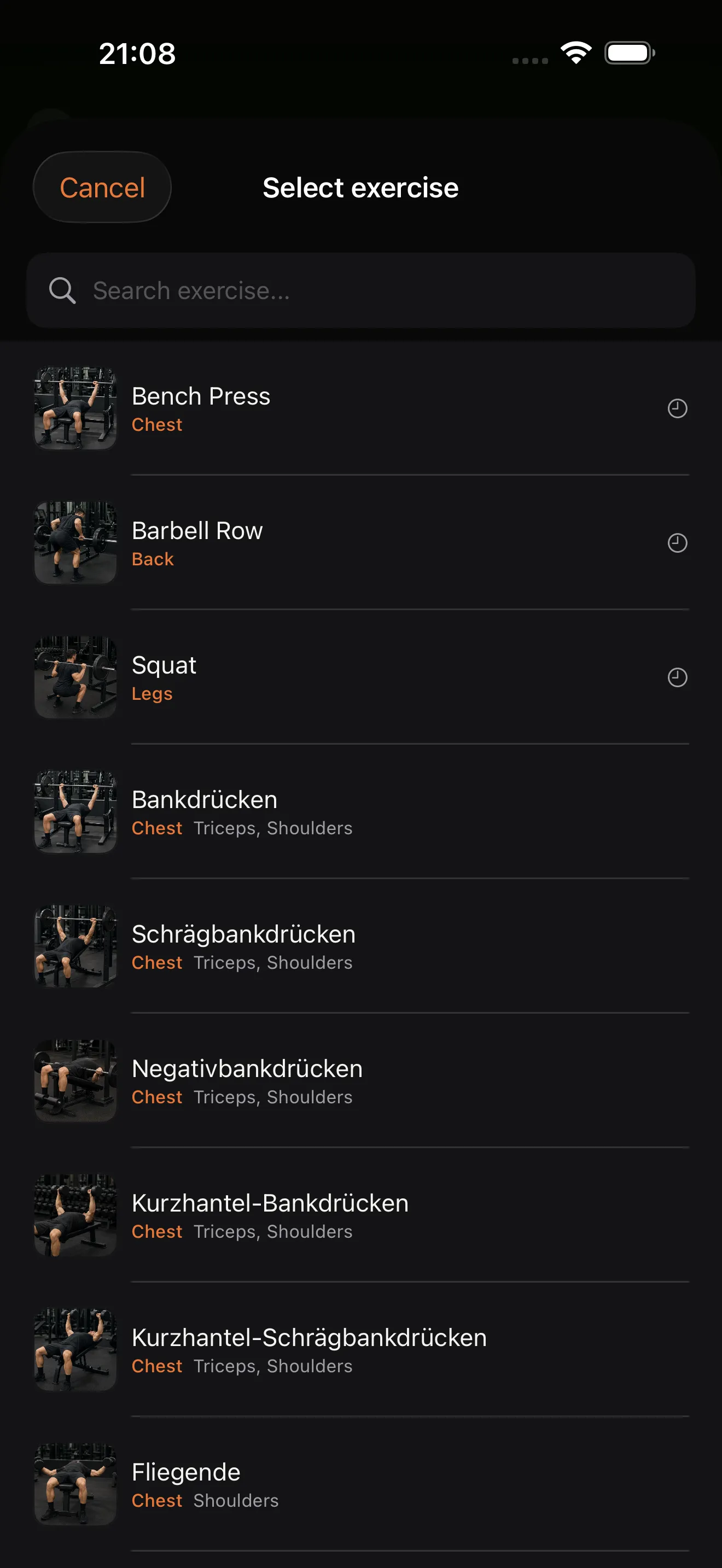 Repp exercise library with illustrated exercises and search